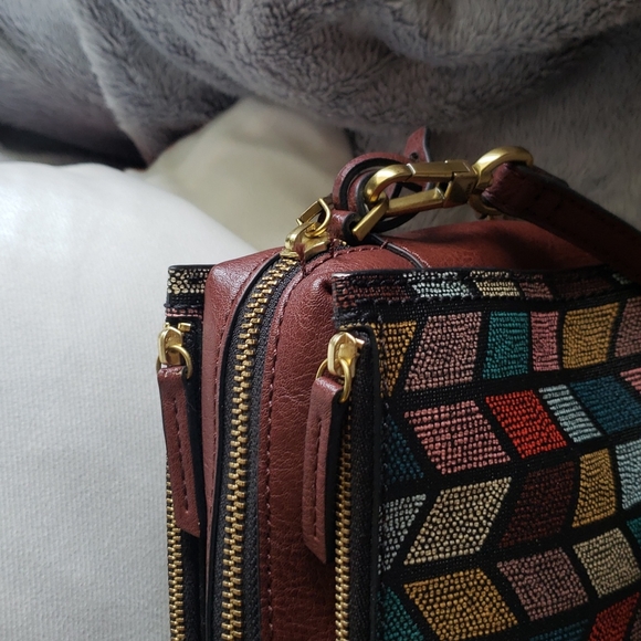 Fossil Campbell ZB7265 Crossbody Chevron Style - Picture 3 of 7